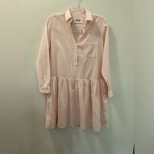 Grayson The Changemaker Peasant Orange Shirt Dress Long Sleeve Pockets Size M